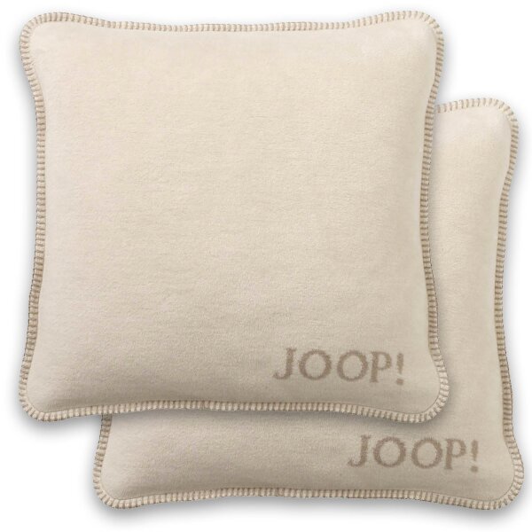 JOOP! Kissenhülle, 2er Pack - UDF Doubleface, 50x50 cm, Logo Sand 50x50