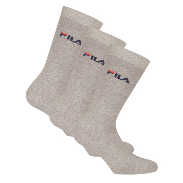 FILA Unisex Socken, 3 Paar - Strümpfe, Street, Sport, Socks Set, Logo, 35-46 Grau 39-42 (6-8 UK)