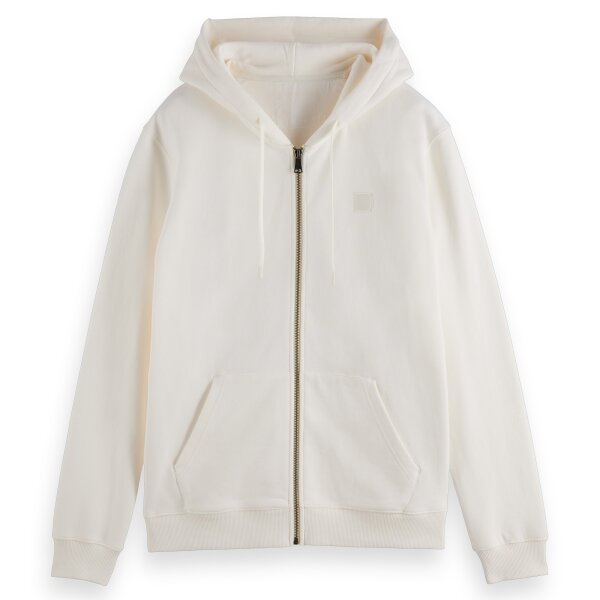 SCOTCH&SODA mens sweat jacket - regular fit, hood, logo, cotton White XL (X-Large)