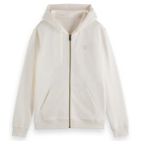 SCOTCH&SODA mens sweat jacket - regular fit, hood, logo, cotton White 2XL (XX-Large)