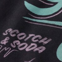SCOTCH&SODA Herren T-Shirt mit Print - Relaxed Fit, Front and Back Art, Kurzarm, Print, Baumwolle Schwarz S