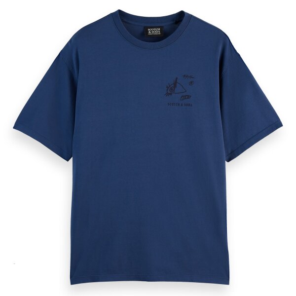 SCOTCH&SODA Mens T-shirt with print - regular fit, front and back art, short-sleeved, print, cotton