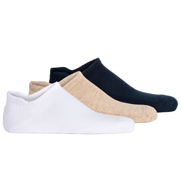 SCOTCH&SODA Mens Terry Low Cut Socks, 3-Pack, One Size, Single-Coloured White/Dark Blue/Beige 41-46