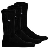 SCOTCH&SODA Herren Socken, 3er Pack - 1/2 Terry Cotton Crew, One Size, einfarbig Schwarz 41-46