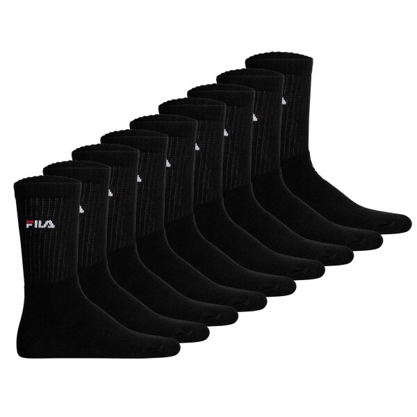 FILA unisex socks, 9-pack - tennis socks, crew socks, logo Black 35-38 (3-5 UK)