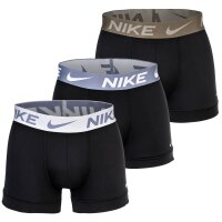 NIKE Herren Boxer Shorts, 3er Pack - Trunks, Dri-Fit Micro, Logobund Schwarz/Grau/Grün XL