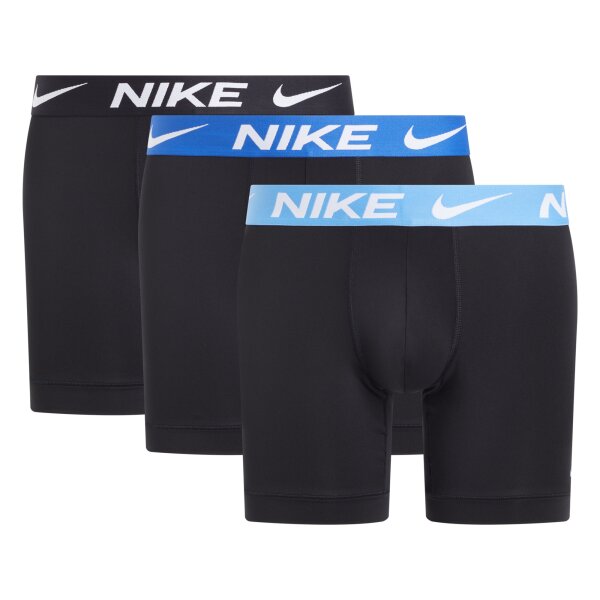 NIKE Herren Boxer Shorts, 3er Pack - Boxer Briefs, Dri-Fit Micro, Logobund Schwarz/Blau XL