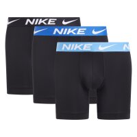 NIKE Herren Boxer Shorts, 3er Pack - Boxer Briefs, Dri-Fit Micro, Logobund Schwarz/Blau XL