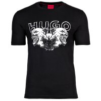HUGO Herren T-Shirt mit Print - Durro, Rundhals, Tier-Motiv, Baumwolle Schwarz M