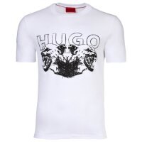 HUGO mens T-shirt with print - Durro, round neck, animal motif, cotton White M (Medium)