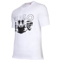 HUGO mens T-shirt with print - Durro, round neck, animal motif, cotton White M (Medium)