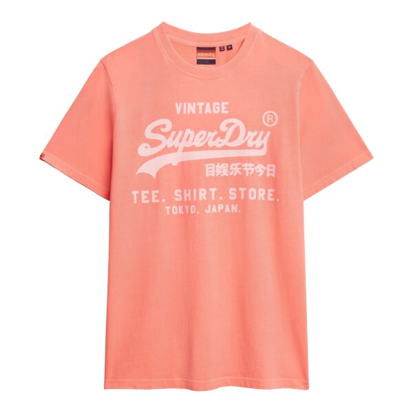 Superdry Men T-shirt – VI Neon Relaxed Tee, logo, round neck, single colour Orange M (Medium)