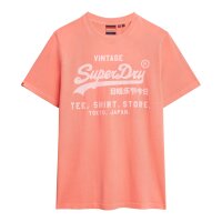 Superdry Men T-shirt – VI Neon Relaxed Tee, logo, round neck, single colour Orange M (Medium)