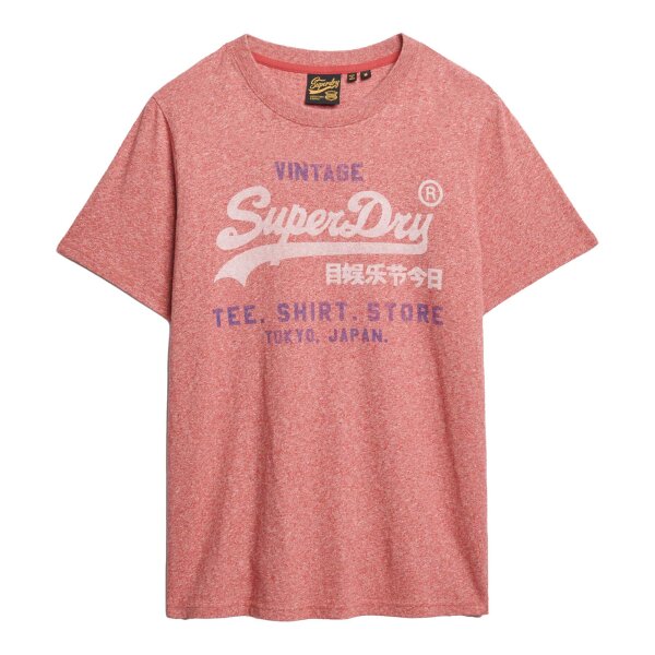 Superdry Men T-Shirt - VI Classic Relaxed Tee , Logo, Round neck, Single colour Red M (Medium)