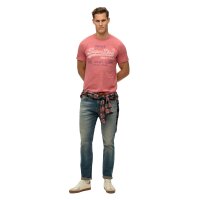 Superdry Men T-Shirt - VI Classic Relaxed Tee , Logo, Round neck, Single colour Red M (Medium)