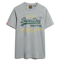 Superdry Herren T-Shirt - VI Classic Relaxed Tee, Logo, Rundhals, einfarbig Grau L