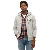 Superdry Herren Sweatjacke mit Kapuze - VI Embroidered Ziphood,  Logo, einfarbig Grau L