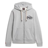 Superdry Men Hooded Sweat Jacket - Embroidered Ziphood, Logo, Single Colourr Grey L (Large)