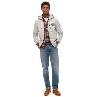 Superdry Herren Sweatjacke mit Kapuze - VI Embroidered Ziphood,  Logo, einfarbig Grau XL