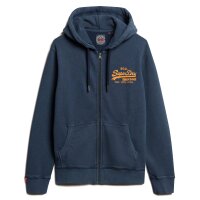 Superdry Herren Sweatjacke mit Kapuze - VI Embroidered Ziphood,  Logo, einfarbig Blau M