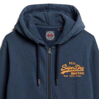 Superdry Herren Sweatjacke mit Kapuze - VI Embroidered Ziphood,  Logo, einfarbig Blau M