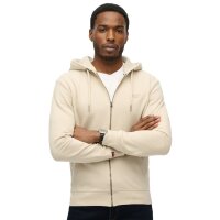 Superdry mens sweat jacket - Essential Logo Zip Hoodie, hooded, single-coloured Beige 2XL (XX-Large)
