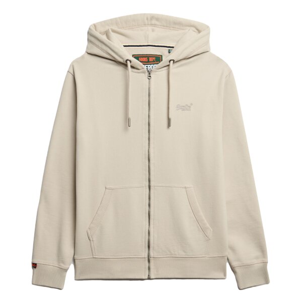 Superdry mens sweat jacket - Essential Logo Zip Hoodie, hooded, single-coloured Beige XL (X-Large)