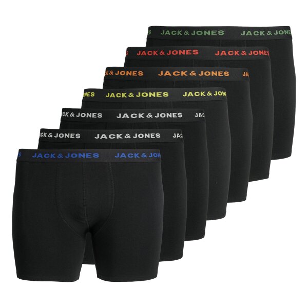 JACK&JONES Herren Boxer Shorts, 7er Pack - JACBASIC TRUNKS PLUS, Baumwoll-Stretch Schwarz 2XL