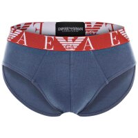 EMPORIO ARMANI Herren Slips, 3er Pack - BOLD MONOGRAM, Briefs, Stretch Cotton Blau S