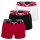 EMPORIO ARMANI mens trunks, 3-pack - BOLD MONOGRAM, shorts, stretch cotton Black/Red/White M (Medium)