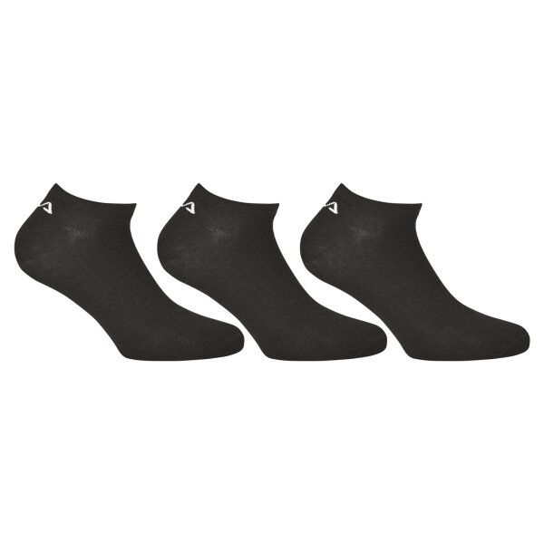 FILA Invisible Sneakers Socks unisex, 3 pairs - short socks, logo cuff, uni, 35-46 Black 35-38 (3-5 UK)
