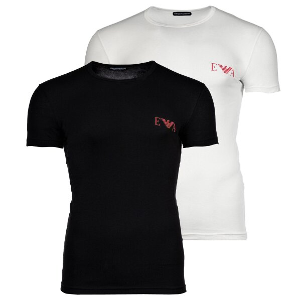 EMPORIO ARMANI Herren T-Shirt, 2er Pack - BOLD MONOGRAM, Rundhals, Slim Fit, Stretch Cotton