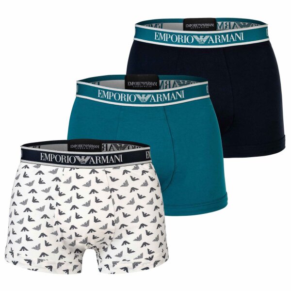EMPORIO ARMANI mens trunks, 3-pack - CORE LOGOBAND, shorts, stretch cotton