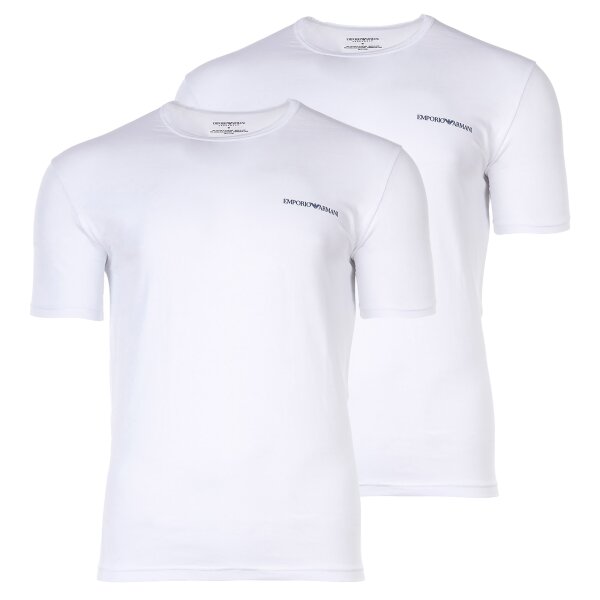 EMPORIO ARMANI Herren T-Shirt, 2er Pack - CORE LOGOBAND, Rundhals, Regular Fit, Stretch Cotton Weiß L
