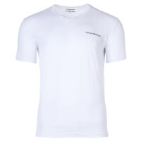 EMPORIO ARMANI Herren T-Shirt, 2er Pack - CORE LOGOBAND, V-Neck, Regular Fit, Stretch Cotton Weiß M