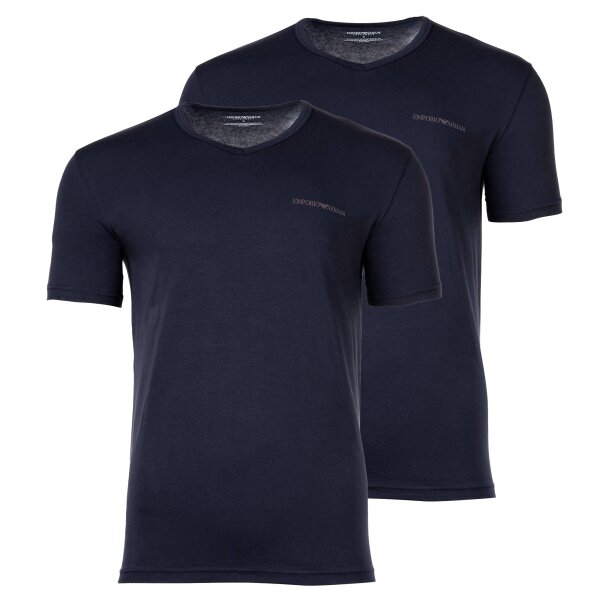 EMPORIO ARMANI Mens T-shirt, 2-pack - CORE LOGOBAND, V-Neck, Stretch Cotton Blue M (Medium)