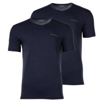 EMPORIO ARMANI Herren T-Shirt, 2er Pack - CORE LOGOBAND, V-Neck, Regular Fit, Stretch Cotton Blau M