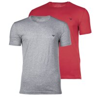 EMPORIO ARMANI Mens T-shirt, 2-pack - ENDURANCE, round neck, stretch cotton Grey/Red L (Large)