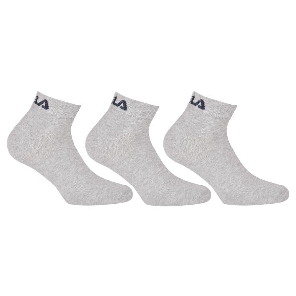 FILA Quarter Socken Unisex, 3 Paar - Kurzsocken, Sport, Logo-Bund, uni, 35-46 Grau 43-46 (9-11 UK)
