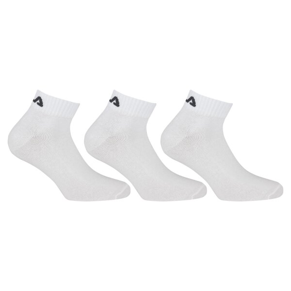 FILA Quarter Socken Unisex, 3 Paar - Kurzsocken, Sport, Logo-Bund, uni, 35-46 Weiß 39-42 (6-8 UK)