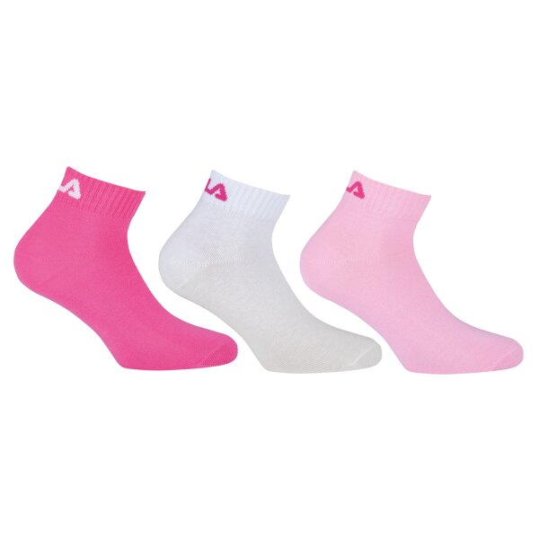 FILA Quarter Socken Unisex, 3 Paar - Kurzsocken, Sport, Logo-Bund, uni, 35-46 Pink Panther 35-38 (3-5 UK)