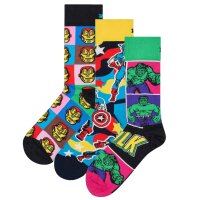 Happy Socks Unisex Socken, 3er Pack - Marvel Avengers, Motivsocken, Baumwollmischung, Geschenkbox MARVEL Avengers 41-46