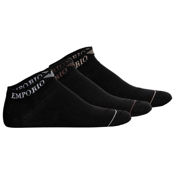 EMPORIO ARMANI mens sneaker socks, 3-pack - EXTENDED LOGO, multipack, logo Black 44-47