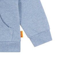 Steiff childrens sweat jacket - hood, teddy application, zipper, cotton stretch, uni Mid-blue 92