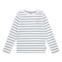 Steiff childrens polo shirt, long sleeves - basic, button placket, teddy bear motif, cotton, uni White 92