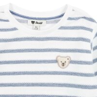 Steiff childrens polo shirt, long sleeves - basic, button placket, teddy bear motif, cotton, uni White 92