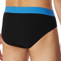 SCHIESSER mens Rio briefs 3-pack - "95/5" series, contrasting stripes Black/Blue/Turquoise M (Medium)