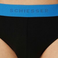 SCHIESSER mens Rio briefs 3-pack - "95/5" series, contrasting stripes Black/Blue/Turquoise M (Medium)