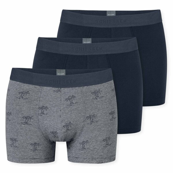 SCHIESSER mens boxer shorts 3-pack - series "95/5", pants, logo waistband Blue/Grey 3XL (3X-Large)