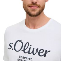 s.Oliver Mens T-Shirt - Basic, Logo Print, Round Neck, Cotton White S (Small)